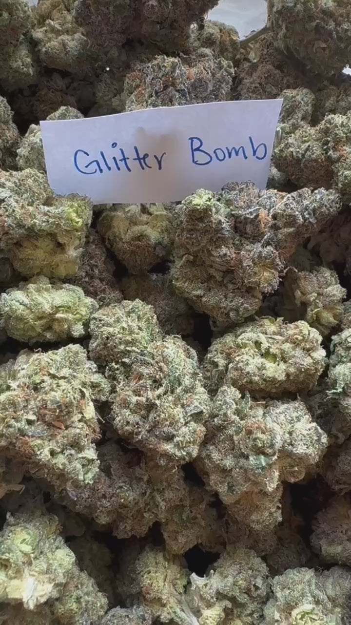 video of glitter bomb thca flower sativa